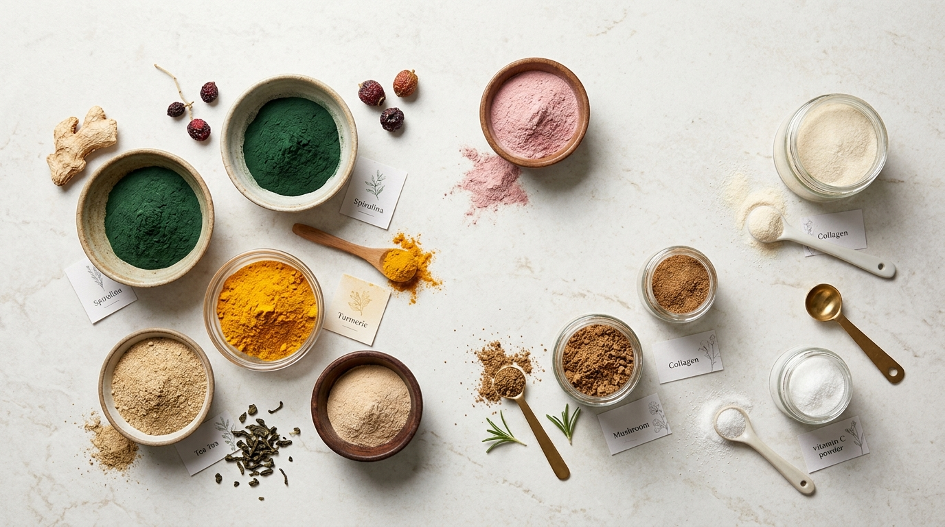 A selection of raw materials for dietary supplements